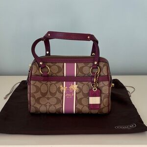 Coach Vintage Brown and Purple Heritage Satchel